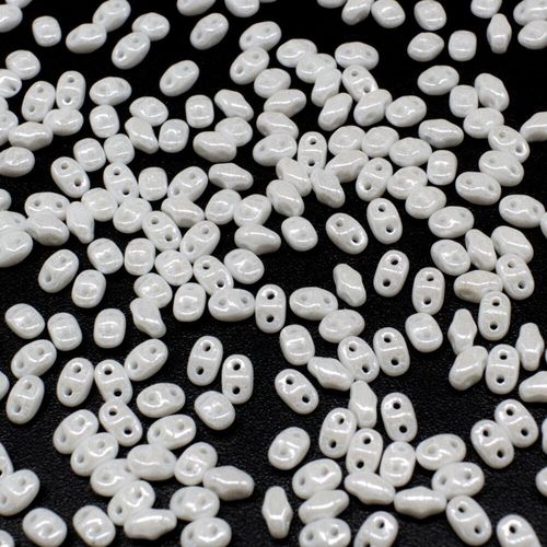 2x4mm 5g Czech glass Rulla beads luster opaque white — two-hole beads for jewelry making and bead weaving