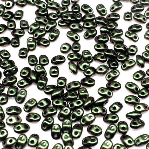 2x4mm 5g Czech glass Rulla beads polychrome - olive mauve — two-hole beads for jewelry making and bead weaving