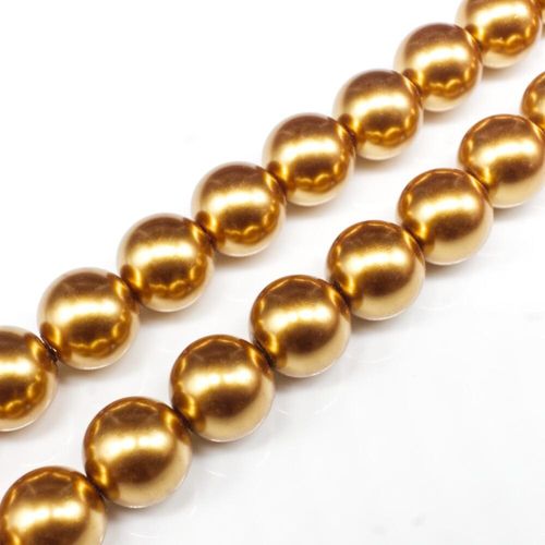 Glass Pearl Round Beads 12mm Dark Gold for jewellery making