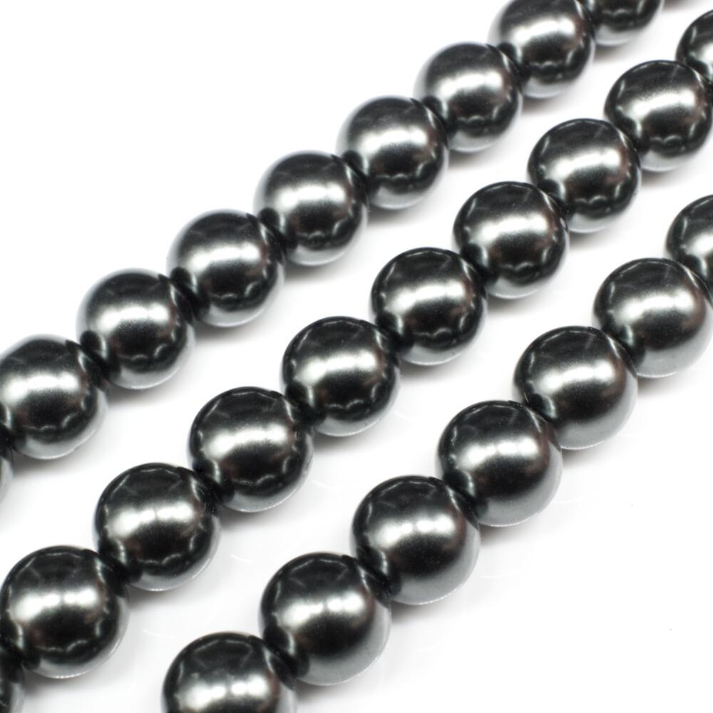 Glass Pearl Round Beads 10mm Dark French Grey for jewellery making