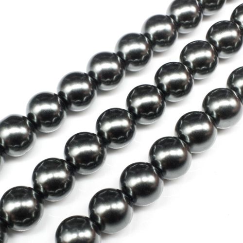 Glass Pearl Round Beads 10mm Dark French Grey for jewellery making