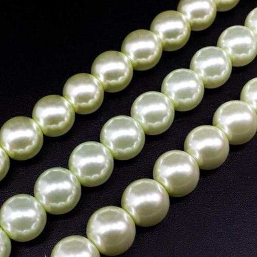 Glass Pearl Round Beads 10mm Lime Green for jewellery making