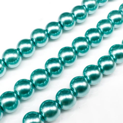 Glass Pearl Round Beads 8mm Dark Turquoise for jewellery making