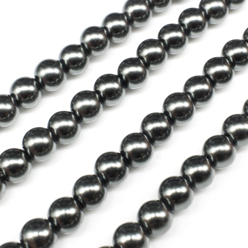 Glass Pearl Round Beads 6mm Dark French Grey for jewellery making
