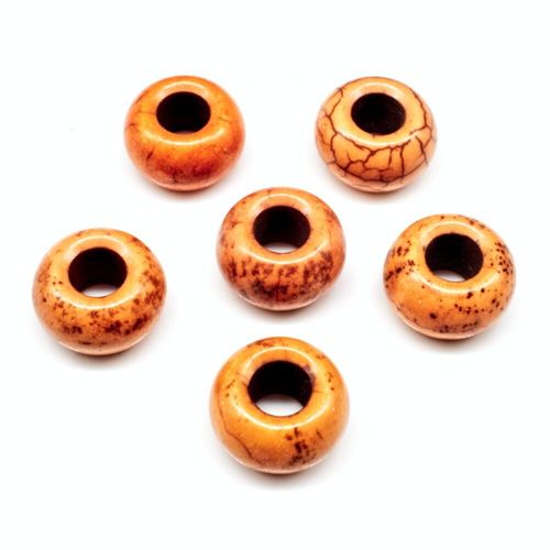 Large Hole Stone Bead Orange 1pc 13 x 8mm for jewellery making