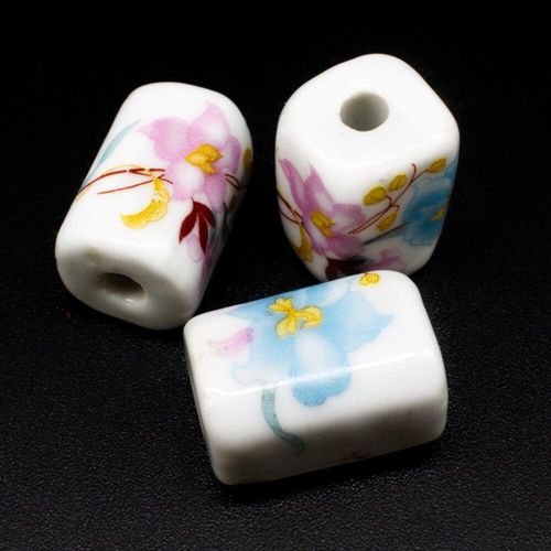 Porcelain Handmade 20mm Rectangle Tube Bead Shiro Hanako for jewellery making