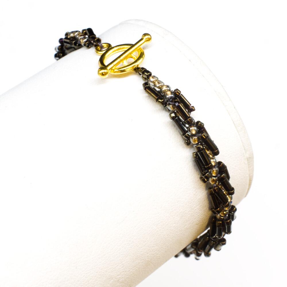 Helix Bugle Bracelets (6) black diamond bracelet making kit — DIY set with beads and instructions for creating handmade jewelry
