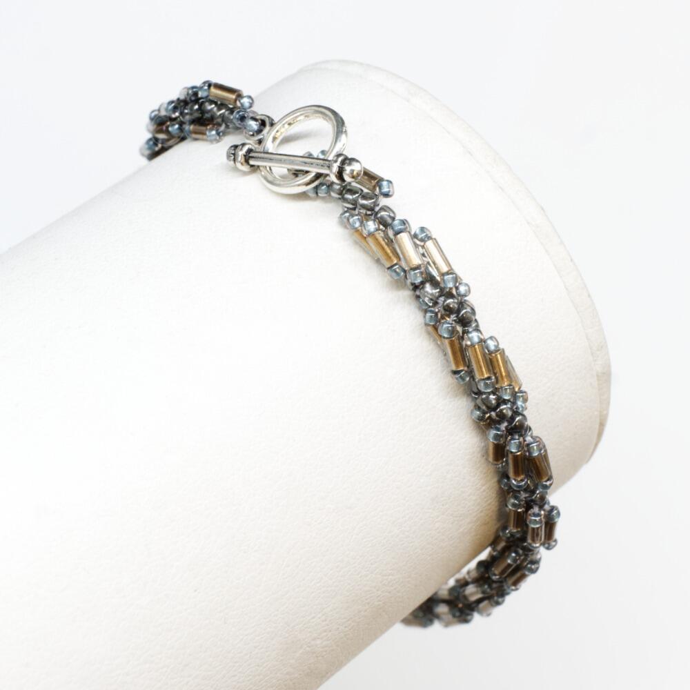 Helix Bugle Bracelets (6) gun metal bracelet making kit — DIY set with beads and instructions for creating handmade jewelry