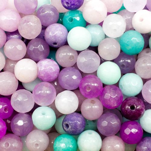 Dyed Jade 8mm Facet Round Beads Mix 45pc Trinket pack of 8 for jewellery making