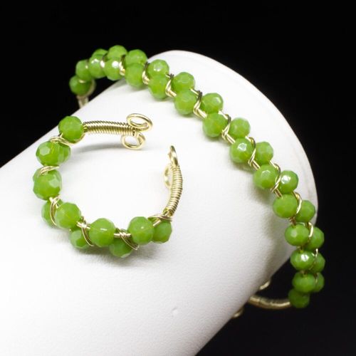 Delia Bangle & Ring spring green jewelry making kit — DIY set with beads and instructions for creating handmade jewelry