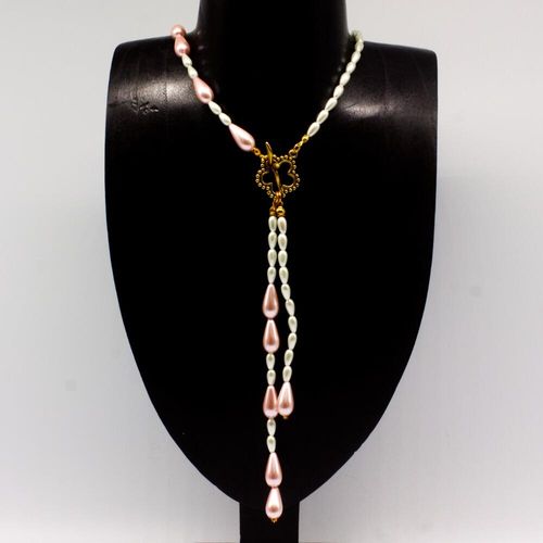 Primrose Pearl Toggle Necklace ballet slipper necklace making kit — DIY set with beads and instructions for creating handmade jewelry