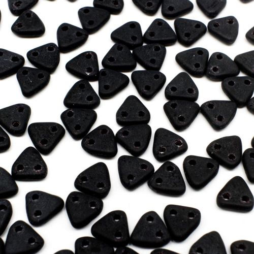 6mm Czech glass glass beads matte jet black — pack of 7, high-quality two-hole beads ideal for jewelry making, bead weaving, and crafts