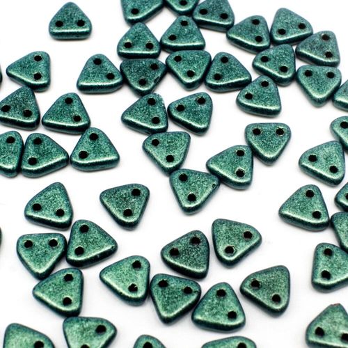 6mm Czech glass glass beads metallic suede light green — pack of 7, high-quality two-hole beads ideal for jewelry making, bead weaving, a…