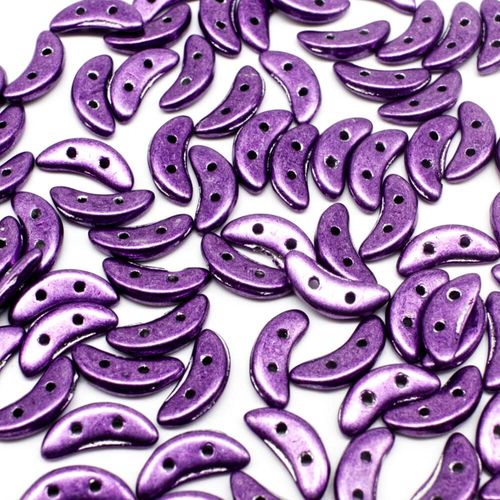 10mm Czech glass glass beads saturated metallic purple — pack of 7, high-quality two-hole beads ideal for jewelry making, bead weaving, a…