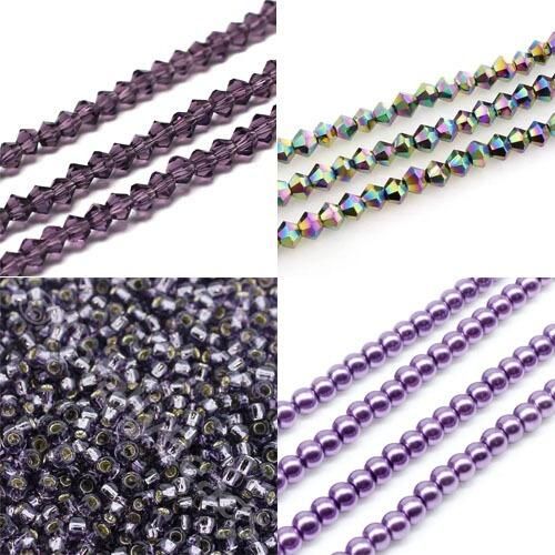 BC 2023 WK 45 Diagonal Square Stitch Bracelets Purples 3mm for jewellery making
