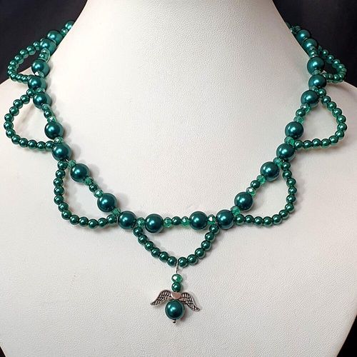 Angela Pearl Necklace teal necklace making kit — DIY set with beads and instructions for creating handmade jewelry