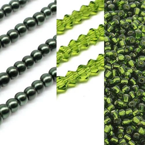 Kassia Diamond Bracelet Makes 2 olive green bracelet making kit — DIY set with beads and instructions for creating handmade jewelry