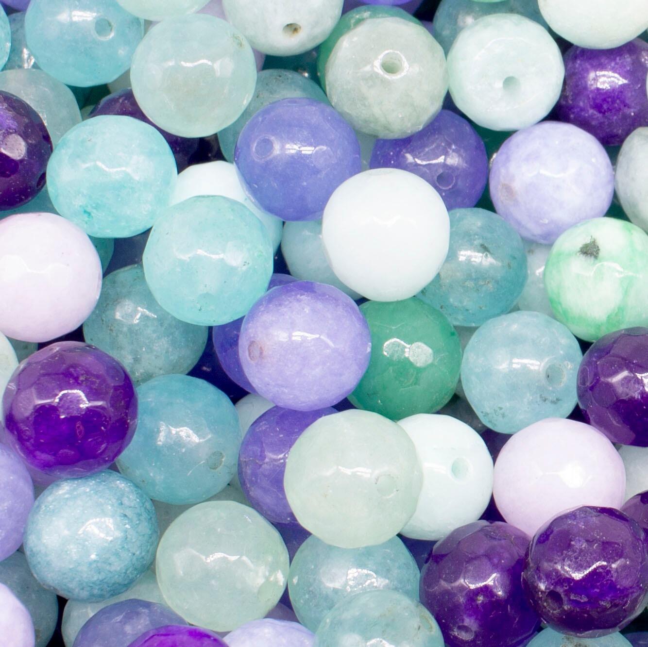 Dyed Jade 10mm Facet Round Beads Mix 35pc Lavender Field pack of 10 for jewellery making