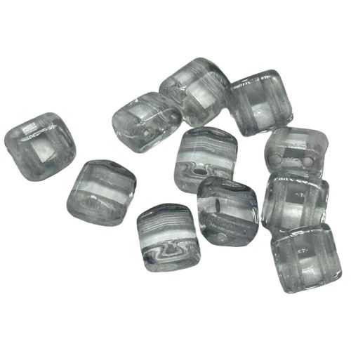 6mm Czech glass glass beads lus. trans. blue — pack of 25, high-quality two-hole beads ideal for jewelry making, bead weaving, and crafts