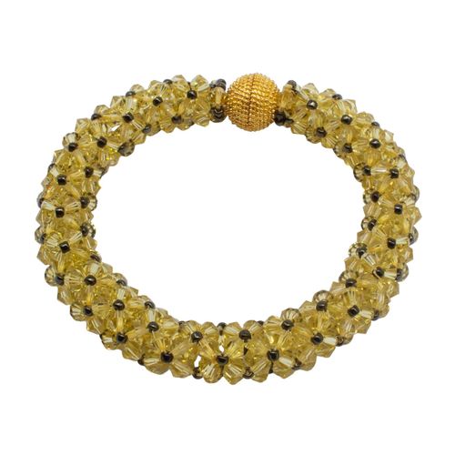 Crystal Bicone Bangle amber jewelry making kit — DIY set with beads and instructions for creating handmade jewelry