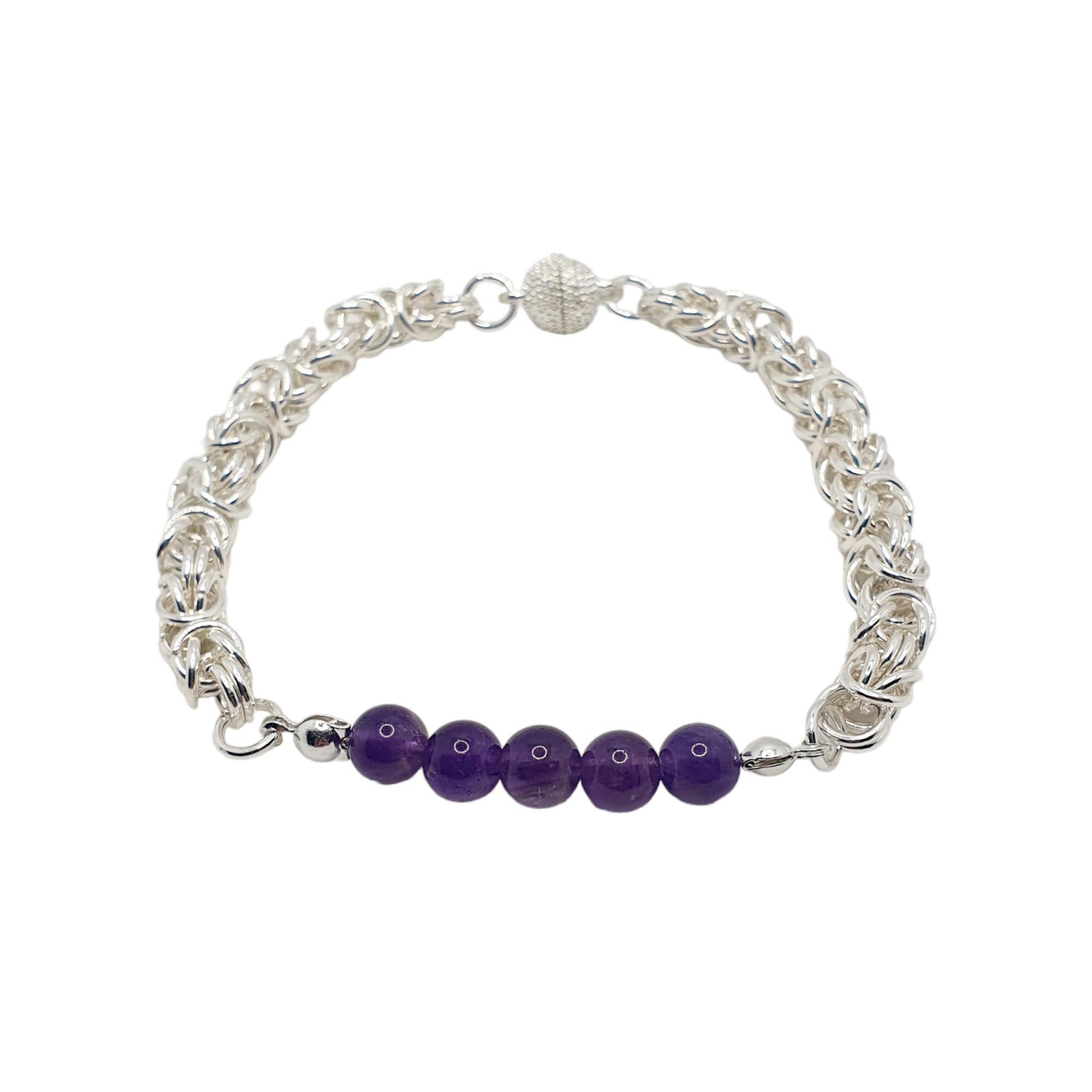 Andrea Chainmallie Bracelet amethyst bracelet making kit — DIY set with beads and instructions for creating handmade jewelry