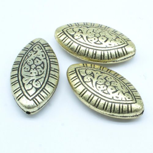 Acrylic Antique Silver Gold Flat Oval 30mm Pattern 8pcs for jewellery making