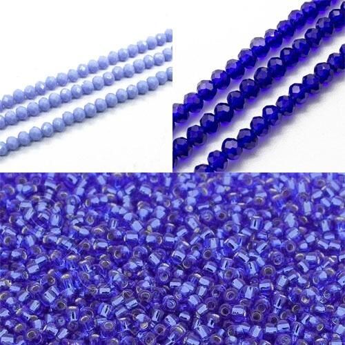 BC 24 WK19 Crystal Flower Bracelet Sapphire Blue 3x4mm for jewellery making