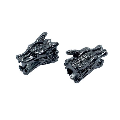 Dragon Head Alloy Bead 15mm 2pcs Black for jewellery making