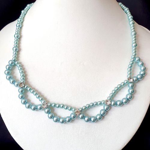 Chantelle Chaton Necklace powder blue necklace making kit — DIY set with beads and instructions for creating handmade jewelry