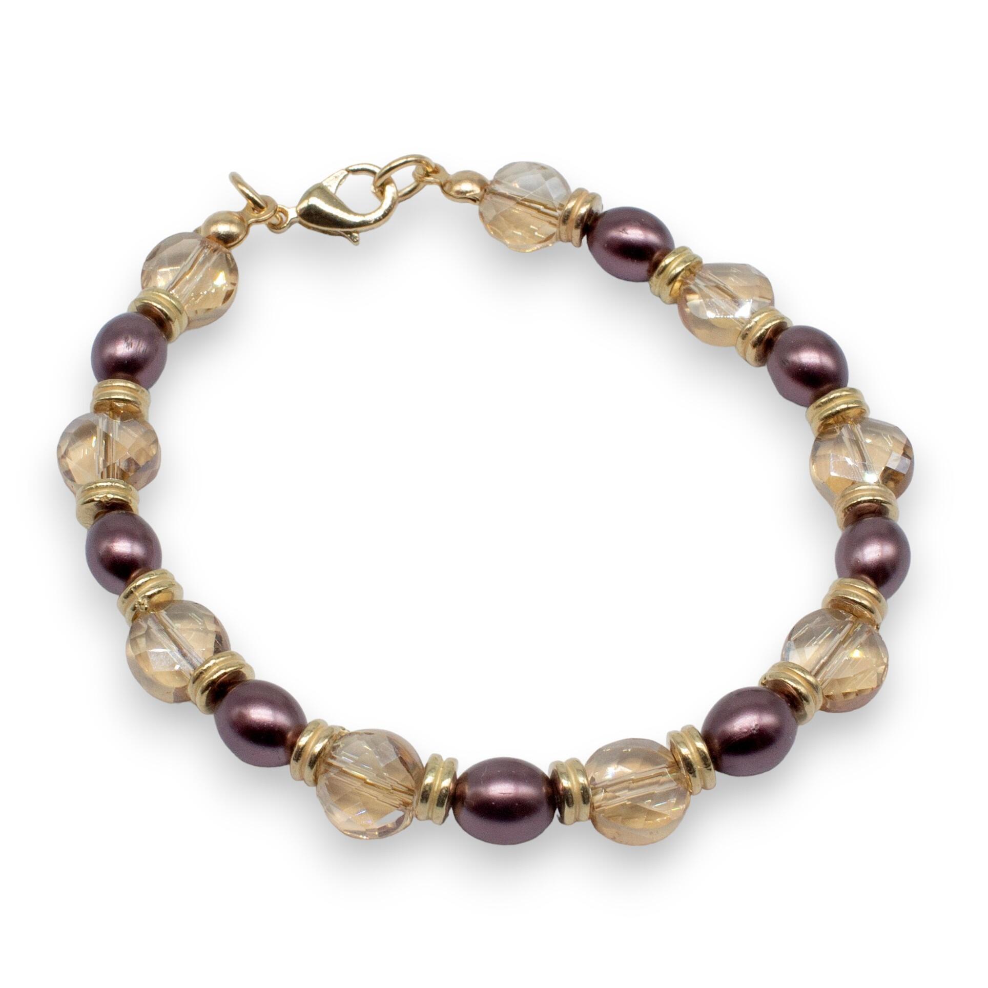 Crystal Coin Bracelet Makes 5 champagne bracelet making kit — DIY set with beads and instructions for creating handmade jewelry