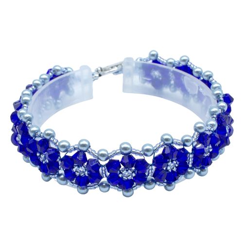 Crystal Flower Bracelet Makes 2 blue bracelet making kit — DIY set with beads and instructions for creating handmade jewelry