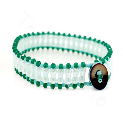 Crystal Hourglass Bracelet sea green bracelet making kit — DIY set with beads and instructions for creating handmade jewelry