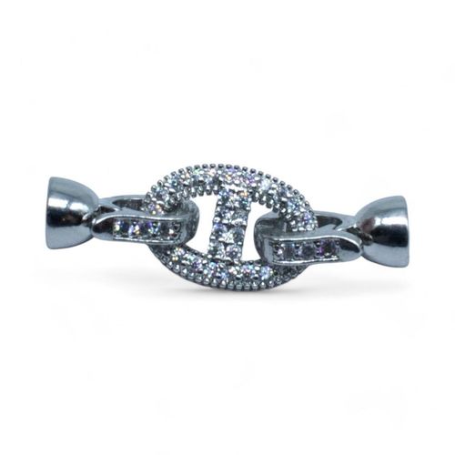 Fancy Rhinestone Clasp Oval 15mm Rhodium for jewellery making