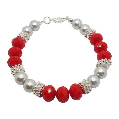 Roxanne Bracelet Makes 3 red & silver bracelet making kit — DIY set with beads and instructions for creating handmade jewelry