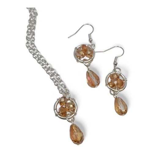 Crystal Cluster Drop Jewellery 4 Sets bunt orange jewelry making kit — DIY set with beads and instructions for creating handmade jewelry