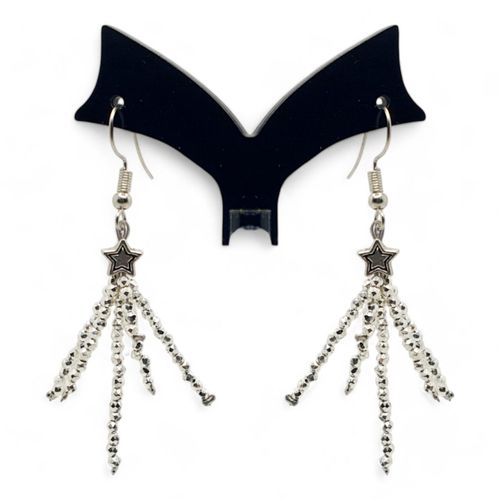 Shooting Star Earrings metallic silver earring making kit — DIY set with beads and instructions for creating handmade jewelry