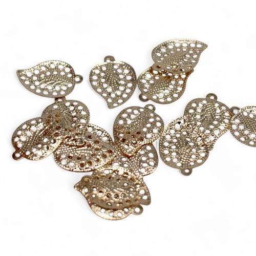 Metal Charm Filigree Petal 15mm 20pcs Gold for jewellery making