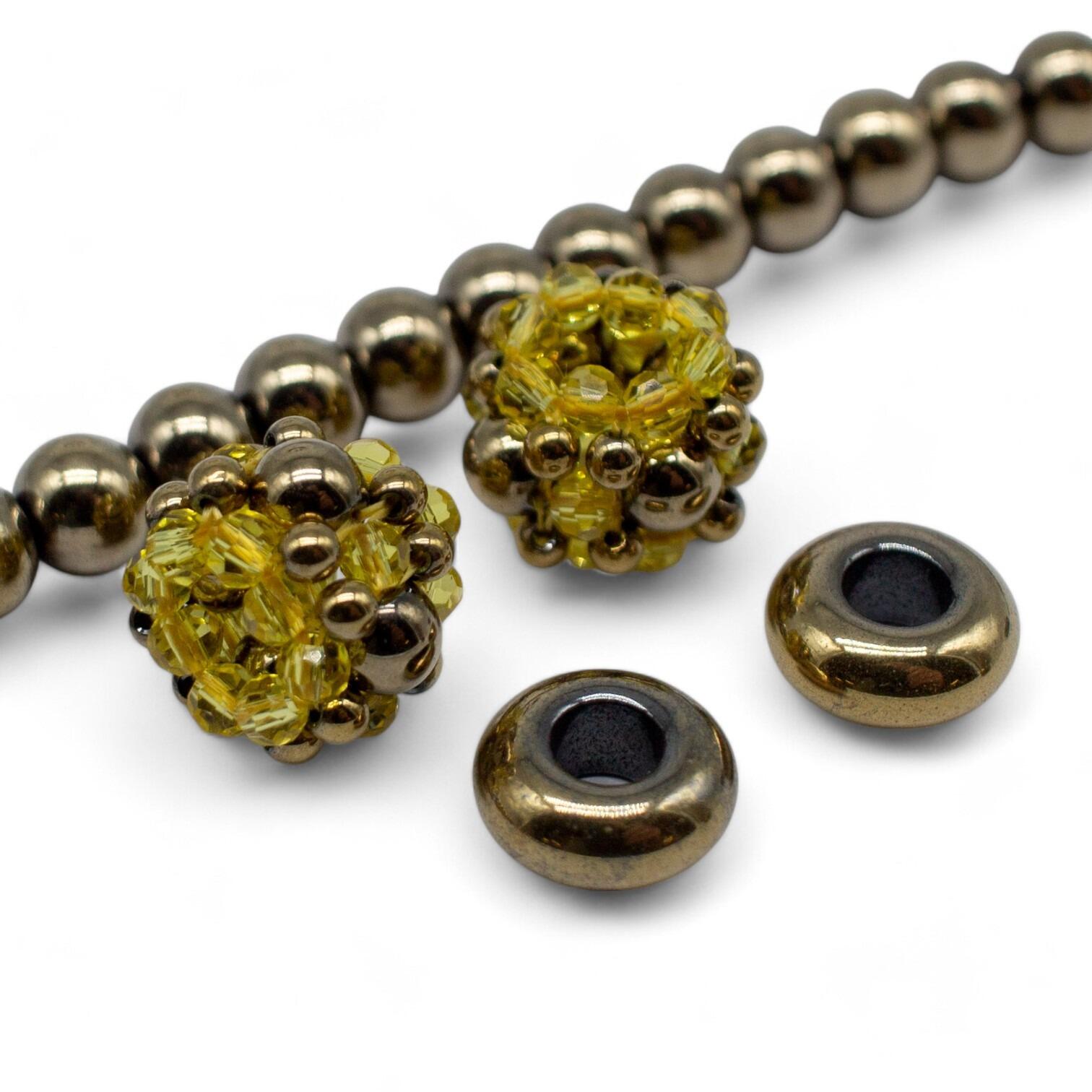 Hematite Erudite Jewellery champagne gold jewelry making kit — DIY set with beads and instructions for creating handmade jewelry