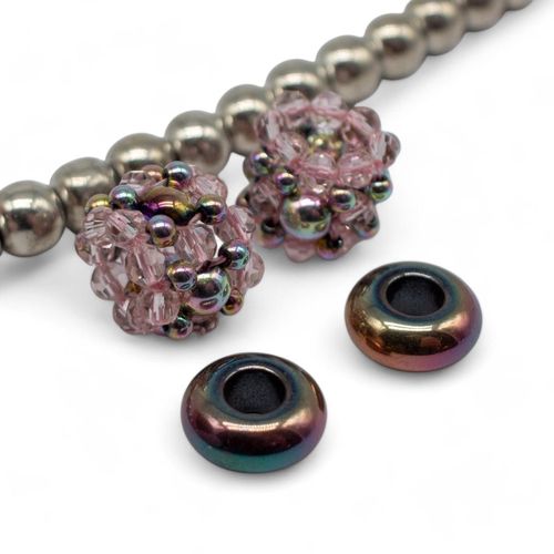 Hematite Erudite Jewellery silver pink jewelry making kit — DIY set with beads and instructions for creating handmade jewelry