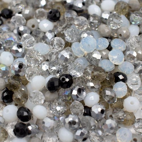 6mm crystal beads monochrome mix, pack of 200 — faceted for jewelry making and beadwork