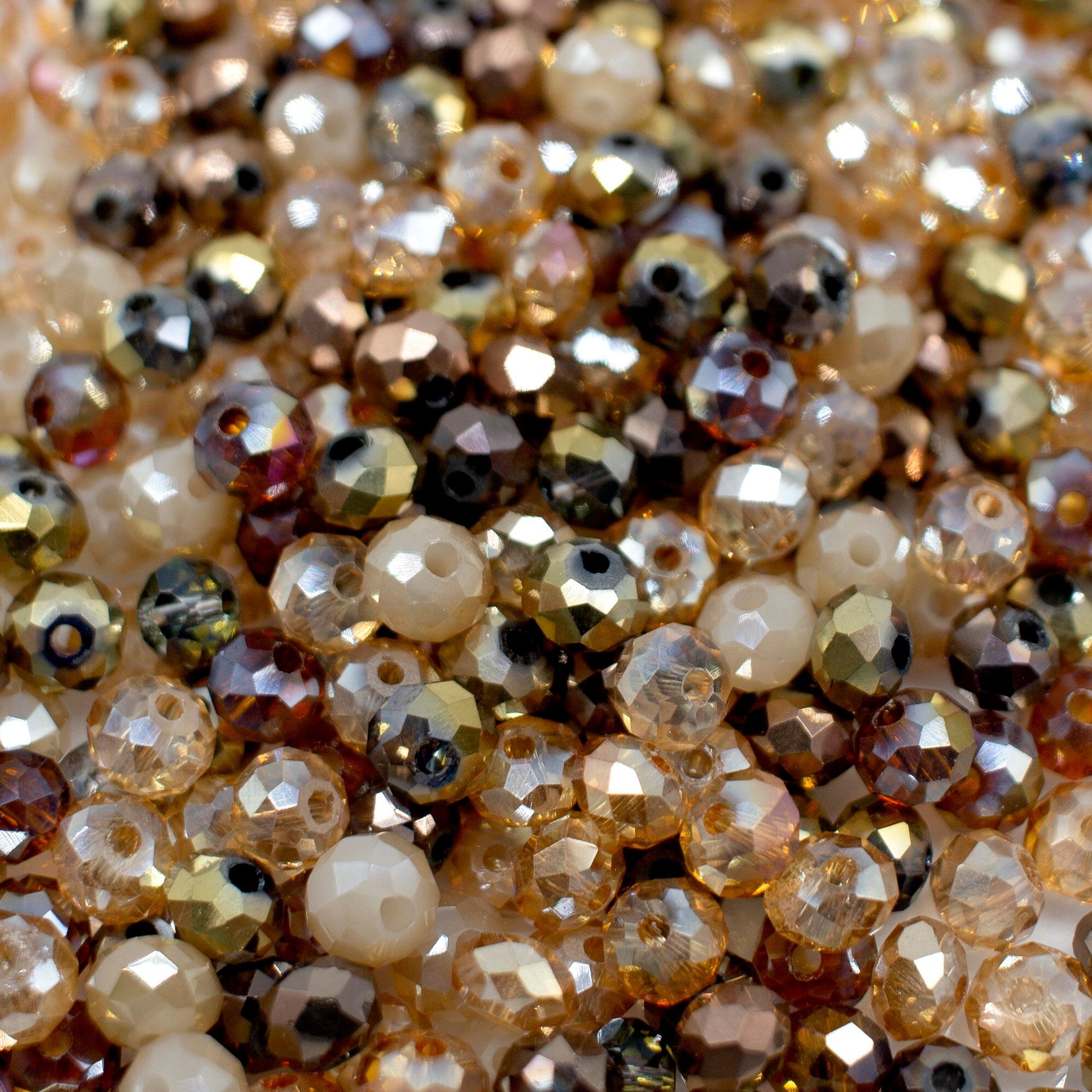 6mm crystal beads golden fleece mix, pack of 200 — faceted for jewelry making and beadwork