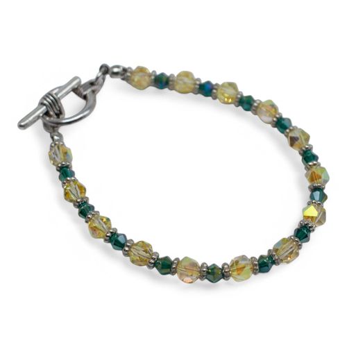Crystal Mini Nugget Bracelets Makes 3 gold & teal bracelet making kit — DIY set with beads and instructions for creating handmade jewelry