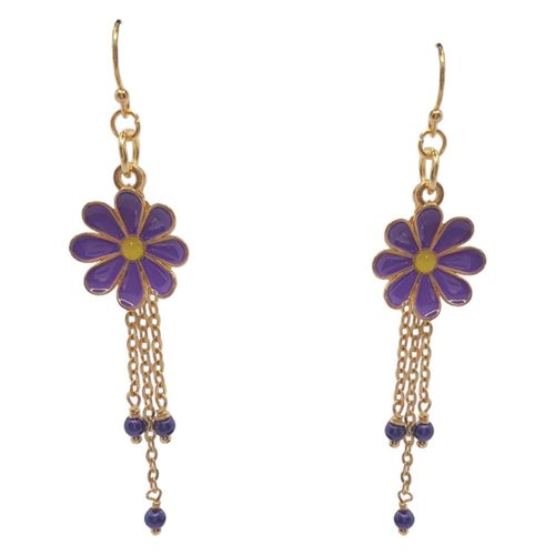 Tansy Floral Earrings purple earring making kit — DIY set with beads and instructions for creating handmade jewelry