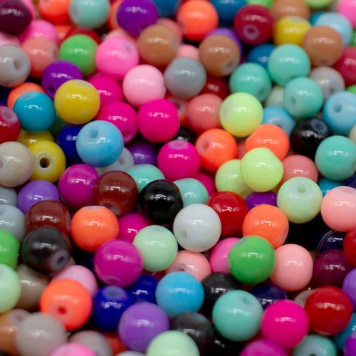 Opaque Glass Round Beads 6mm Mixed 120pcs for jewellery making