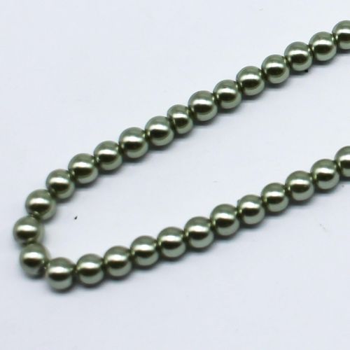 Glass Pearl Round Beads 4mm Pale Olive for jewellery making