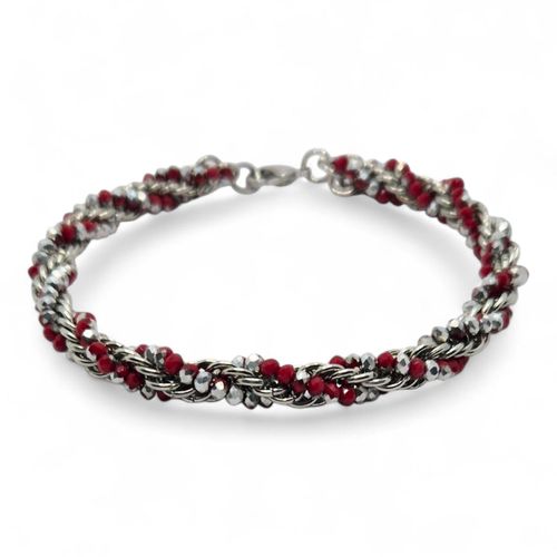 Venora Spiral Crystal Bracelet red mirror bracelet making kit — DIY set with beads and instructions for creating handmade jewelry