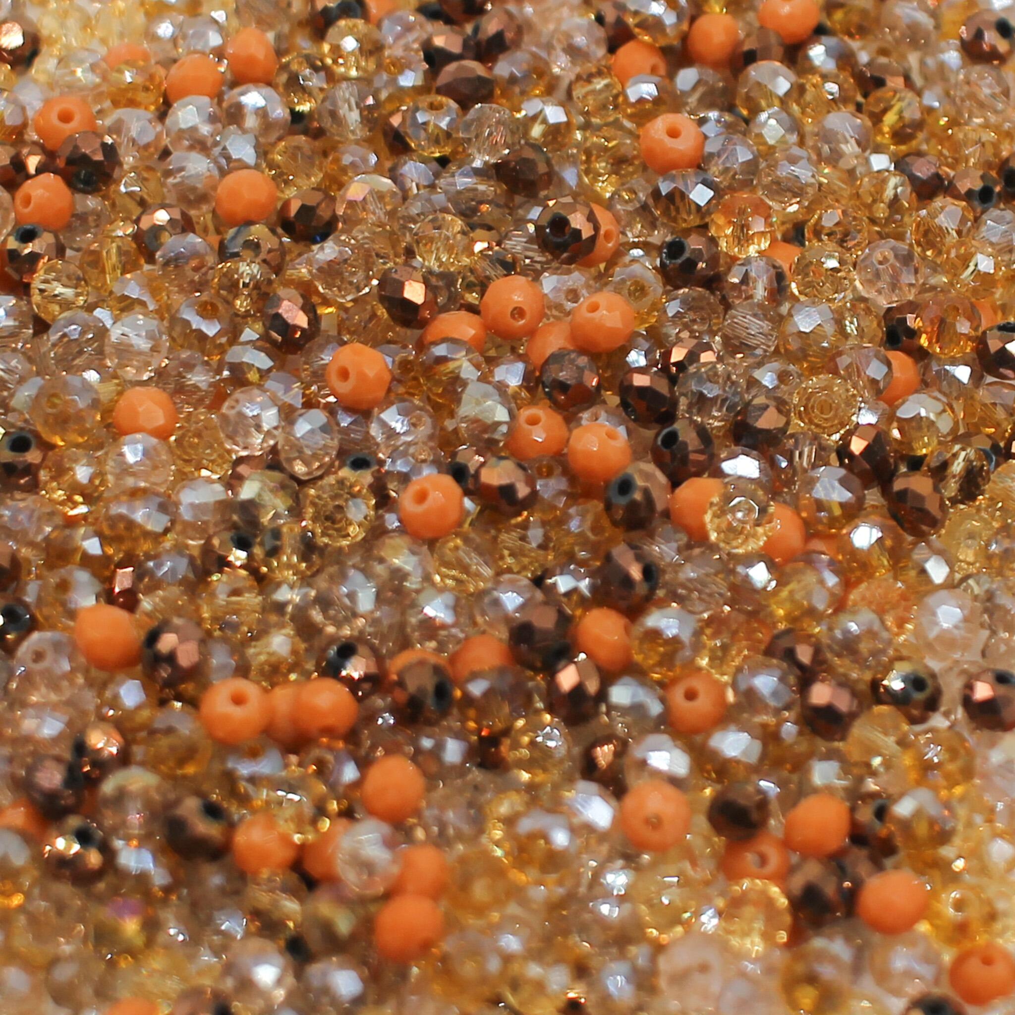 4mm crystal beads amber mix, pack of 250 — faceted for jewelry making and beadwork
