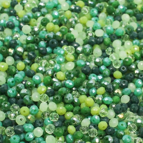 3.5mm crystal beads forest green mix, pack of 300 — faceted for jewelry making and beadwork