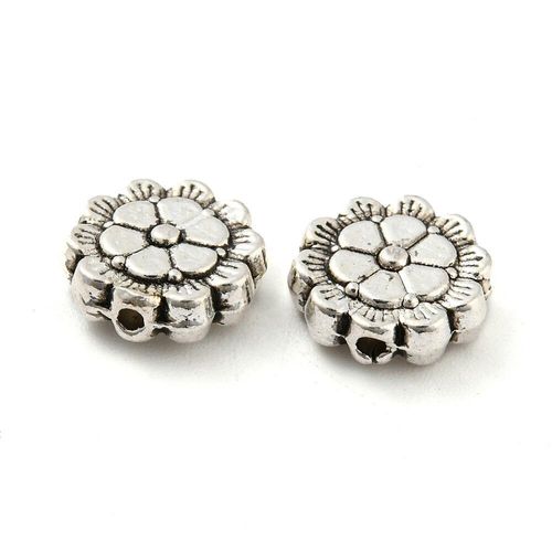Antique Silver Bead Flower Disc 9mm 15pcs for jewellery making