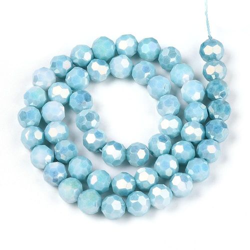 8mm crystal beads ab mix opaque sky blue, pack of 50 — AB finish, faceted for jewelry making and beadwork